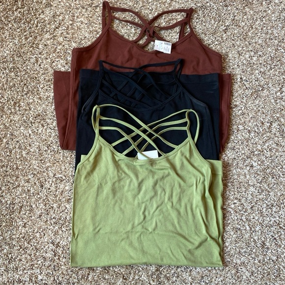 Bundle Of Strappy Tank Tops Small Black Brown Green NWT - Picture 1 of 5